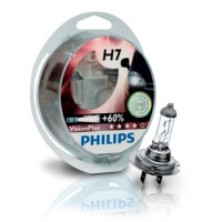 Автолампа галогенная PHILIPS H7 VISIONPLUS +60% 12V 55W  (2шт.)