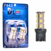 Светодиодная автомобильная лампа DLED W21/5W - 7443 - 18 SMD 5050 (белый, красный) (2шт.)